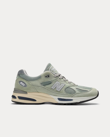 New Balance MADE in UK 991v2 Sea Grass / Silver Low Top Sneakers