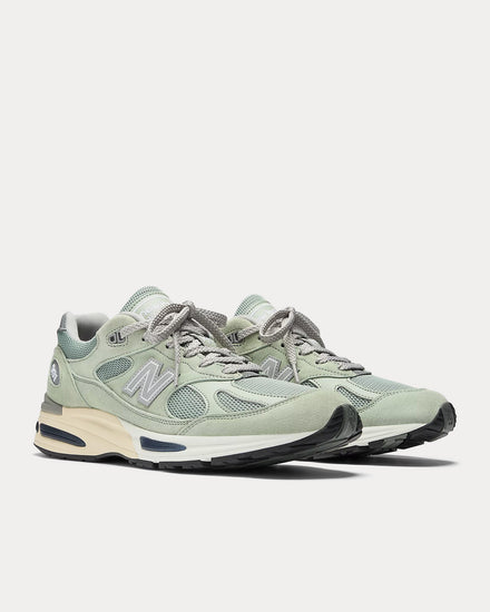 New Balance MADE in UK 991v2 Sea Grass / Silver Low Top Sneakers - 3
