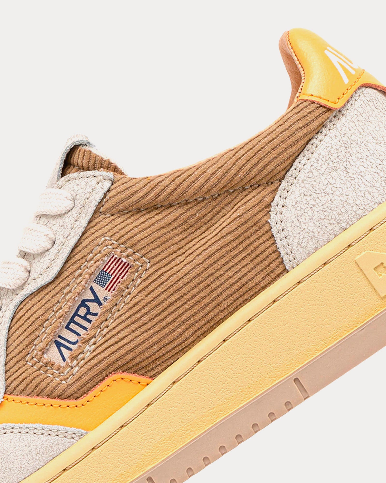 Autry Medalist Ribbed Velvet & Suede Grey / Orange Low Top Sneakers ...