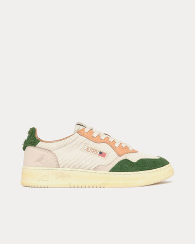 Autry x Staple Medalist Super Vintage Leather & Velvet White / Green / Orange Low Top Sneakers