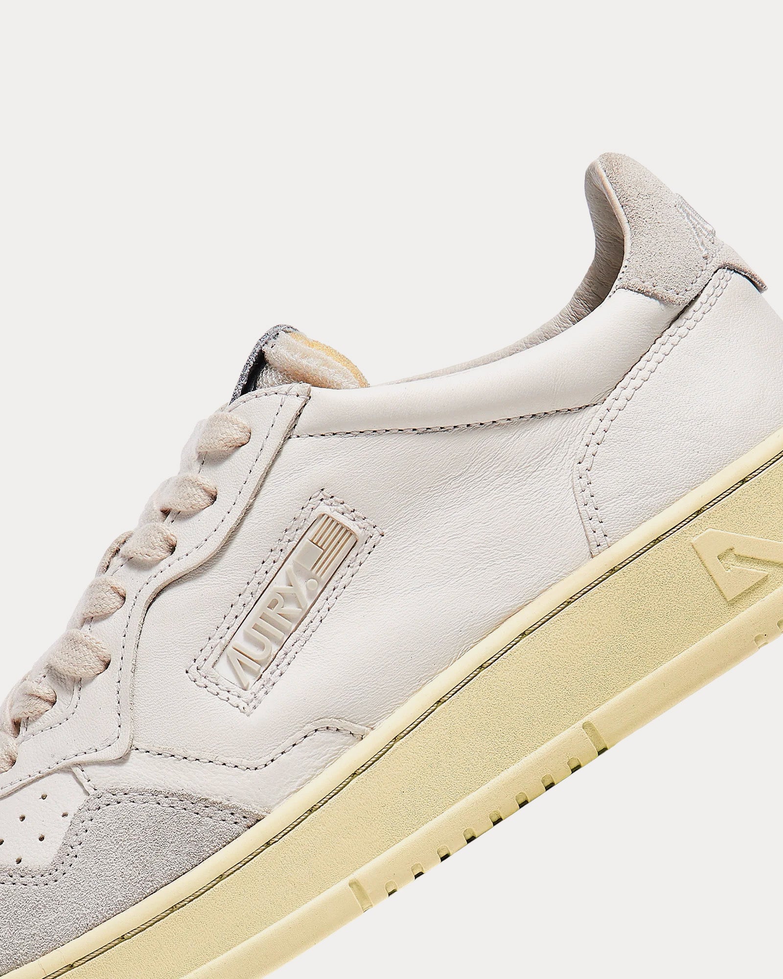 Autry - Open Leather & Suede White Low Top Sneakers