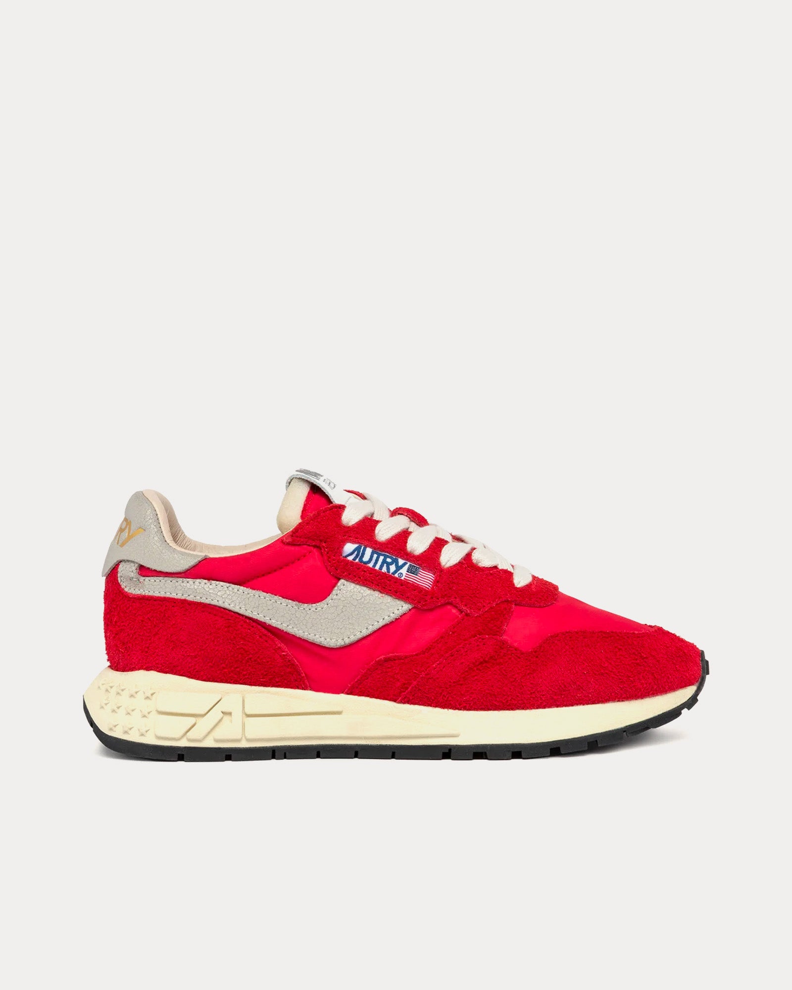 Autry - Reelwind Nylon & Suede Red Low Top Sneakers