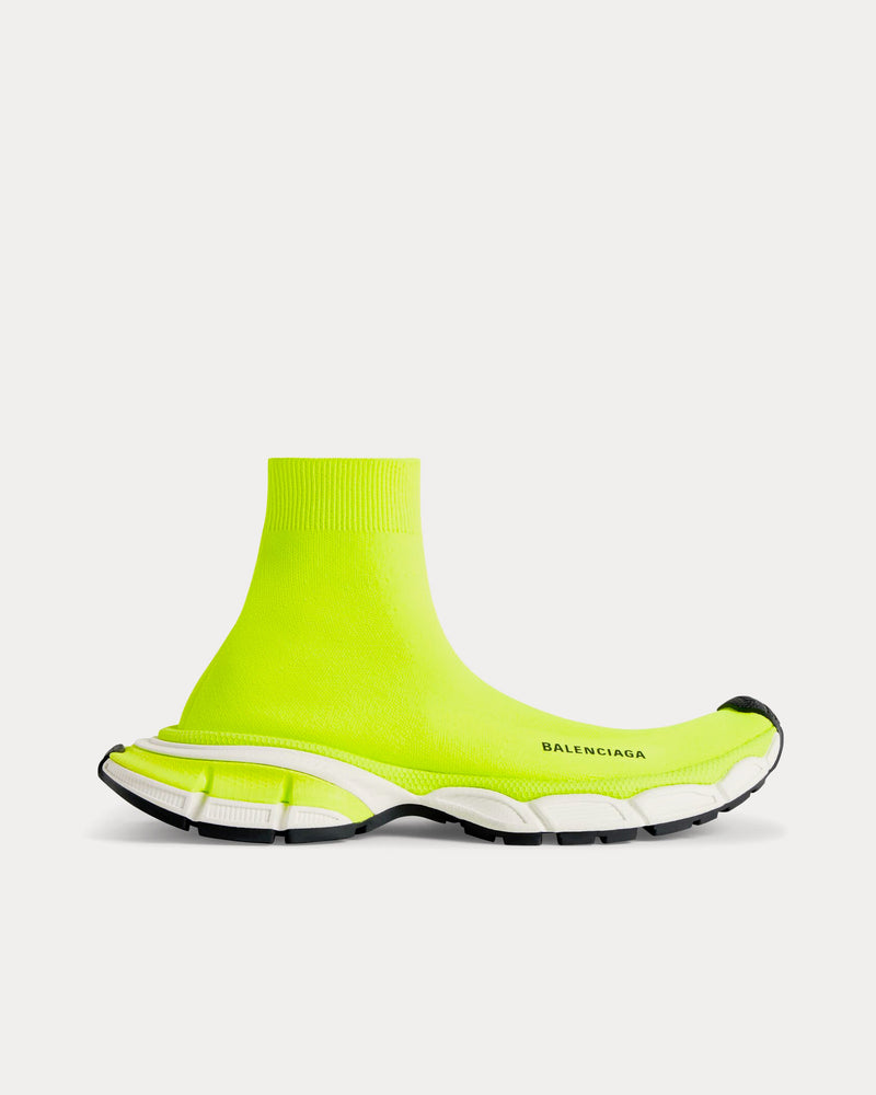 Balenciaga 3XL Sock Recycled Knit Neon Yellow High Top Sneakers - 1
