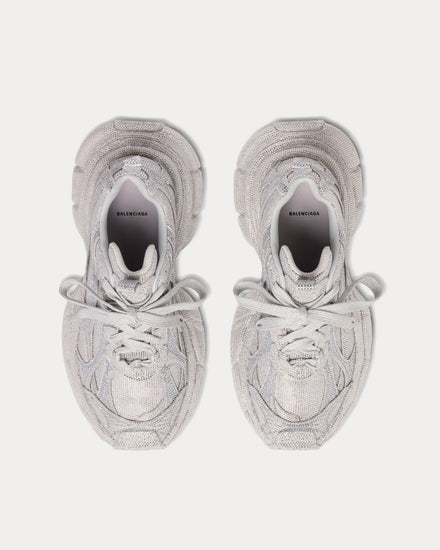 Balenciaga 3XL Rhinestones in Crystal Microfiber Light Grey Low Top Sneakers - 2