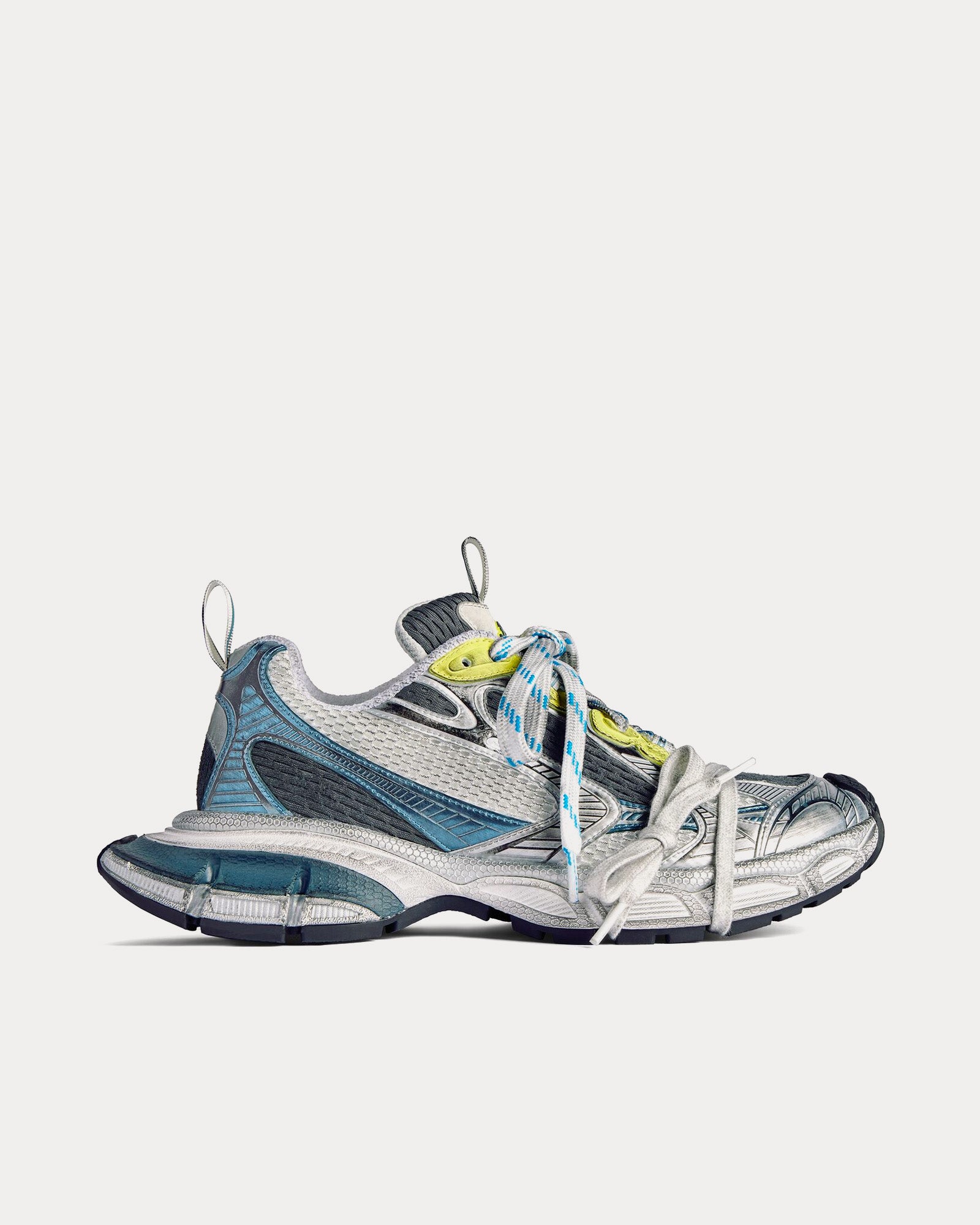 Balenciaga - 3XL Mesh & Polyurethane White / Blue / Yellow Low Top Sneakers