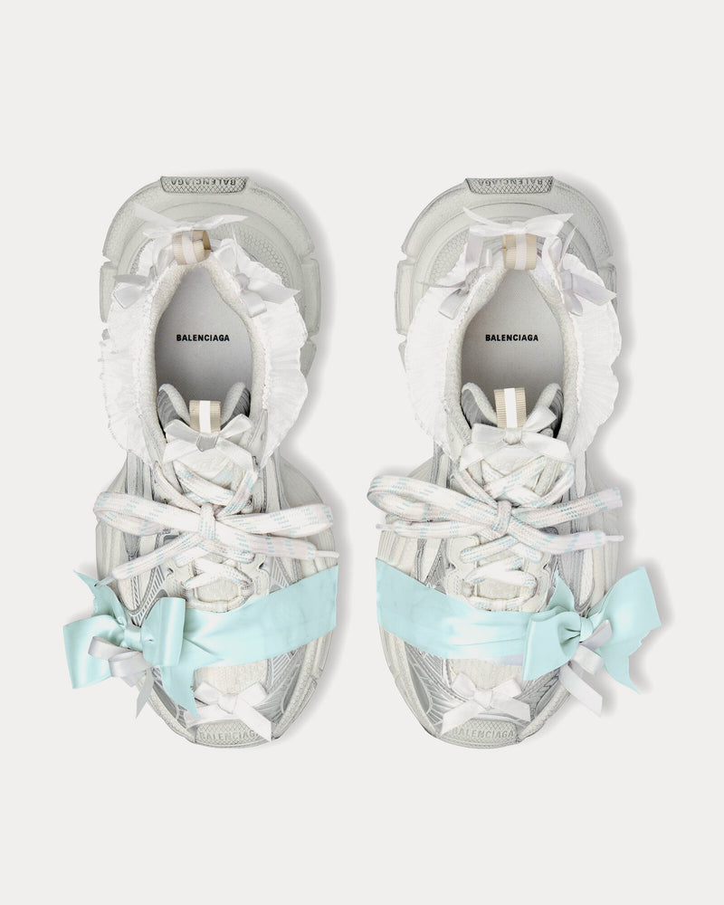 Balenciaga 3XL Lace Taupe / White / Light Blue Low Top Sneakers - 2