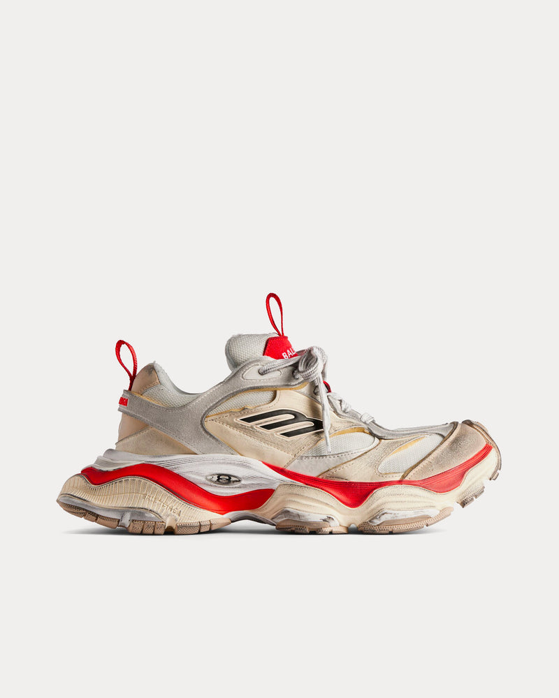 Balenciaga Cargo Microfiber & Mesh Beige / Grey / Red Low Top Sneakers - 1