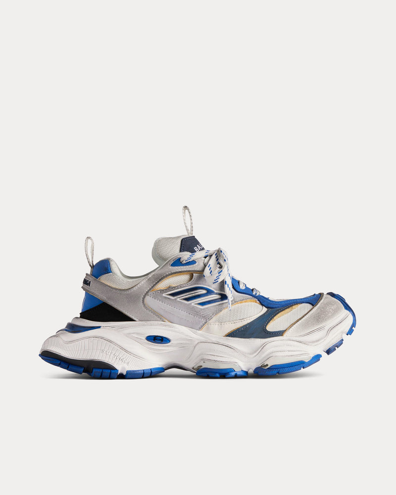 Balenciaga Cargo Microfiber & Mesh Grey / White / Blue Low Top Sneakers - 1