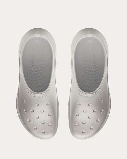 Balenciaga x Crocs Rubber Mule Silver Slip Ons - 2
