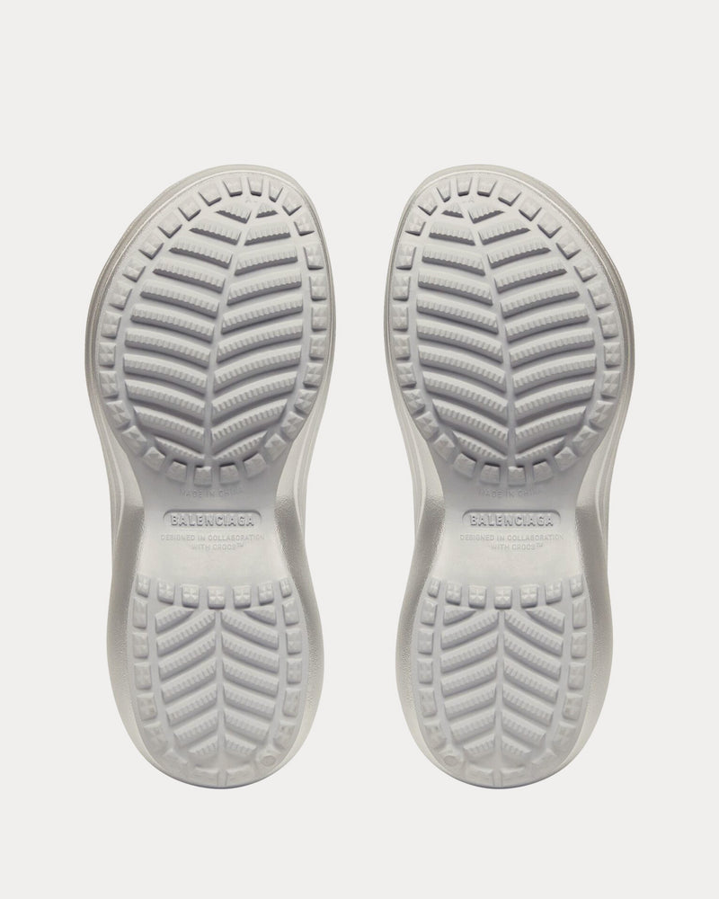 Balenciaga x Crocs Rubber Mule Silver Slip Ons - 5