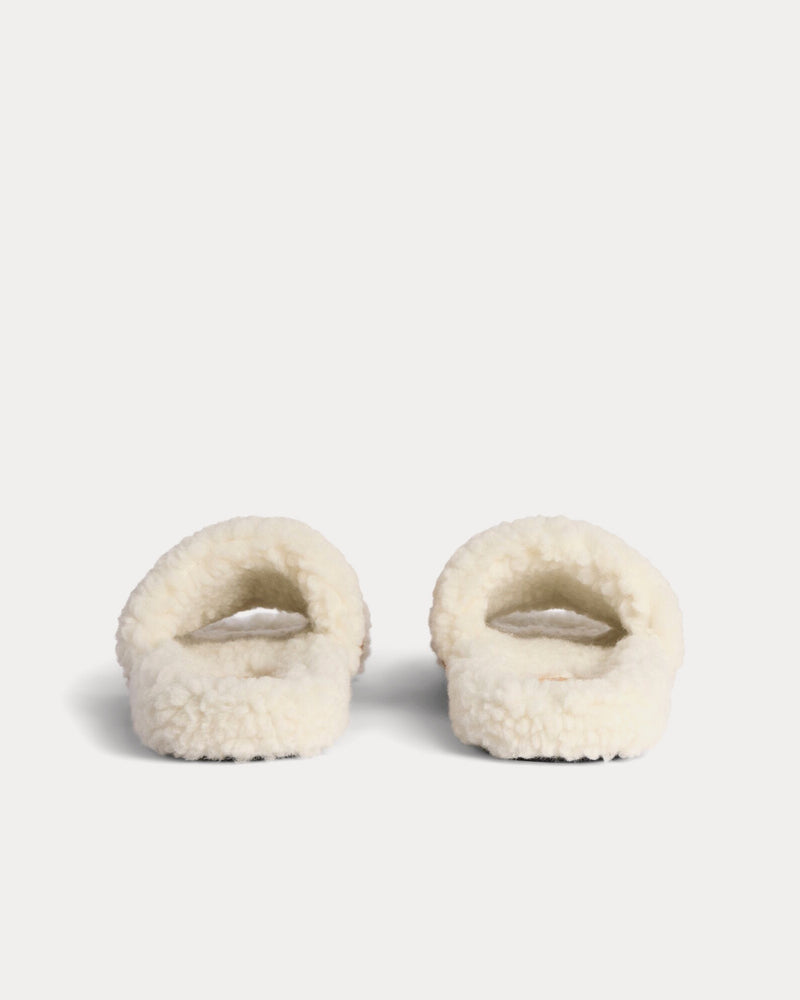 Balenciaga Furry Off White / Brown Slide Sandals - 4