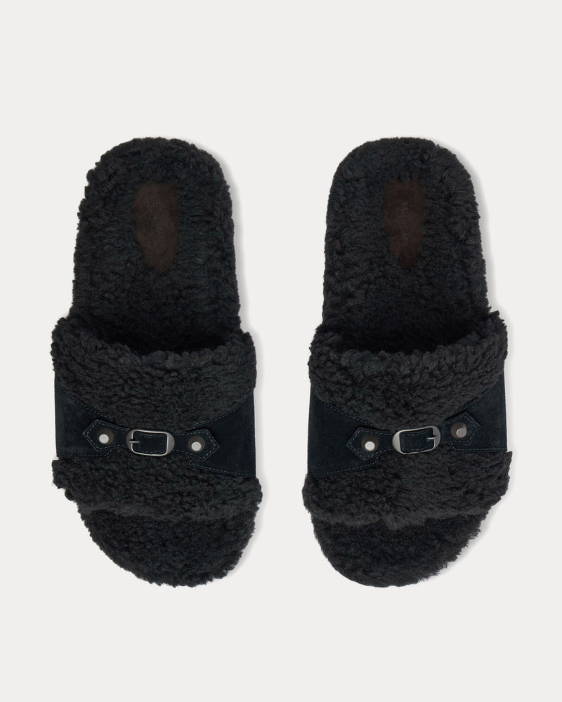 Balenciaga Furry Black Slide Sandals - 2