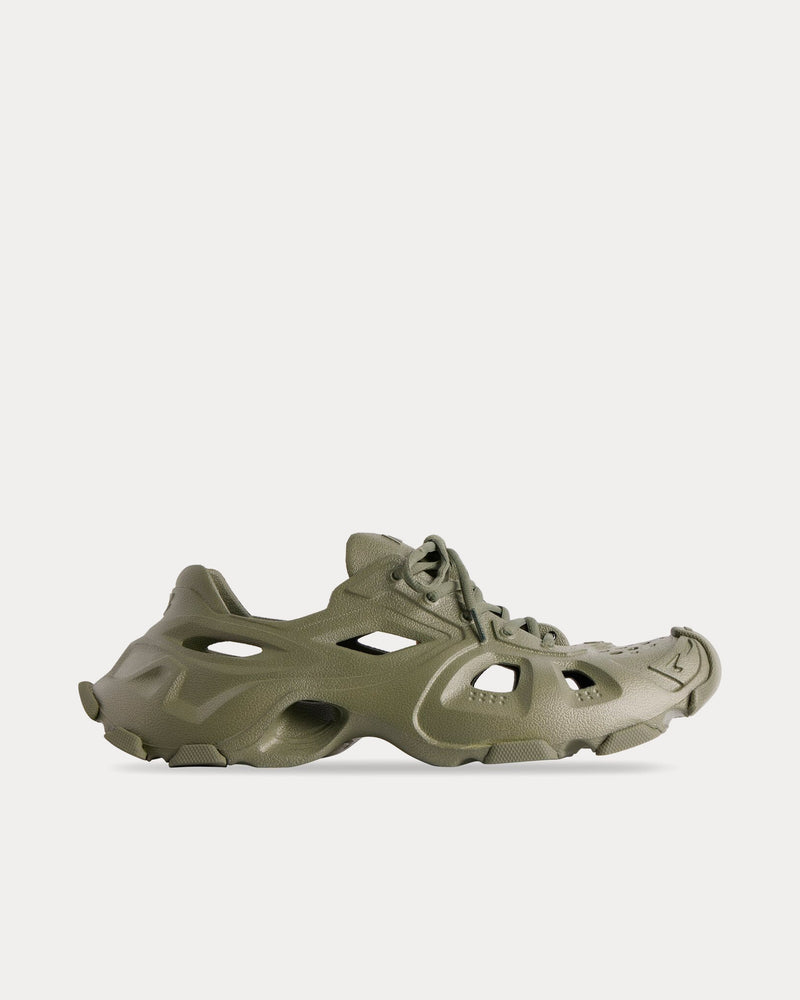 Balenciaga Men's HD Lace-Up Rubber Khaki Low Top Sneakers