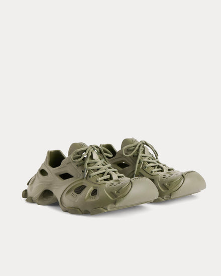 Balenciaga Men's HD Lace-Up Rubber Khaki Low Top Sneakers
