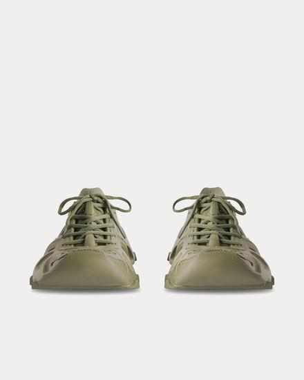 Balenciaga Men's HD Lace-Up Rubber Khaki Low Top Sneakers