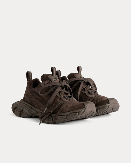 Balenciaga 3XL Stitched Suede Espresso Low Top Sneakers - 2