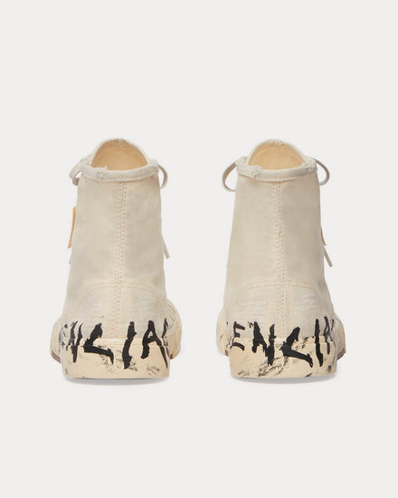 Balenciaga Paris Graffiti Destroyed Cotton White / Black High Top Sneakers - 4