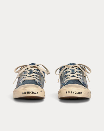 Balenciaga Men's Paris Mule Destroyed Denim & Rubber Blue