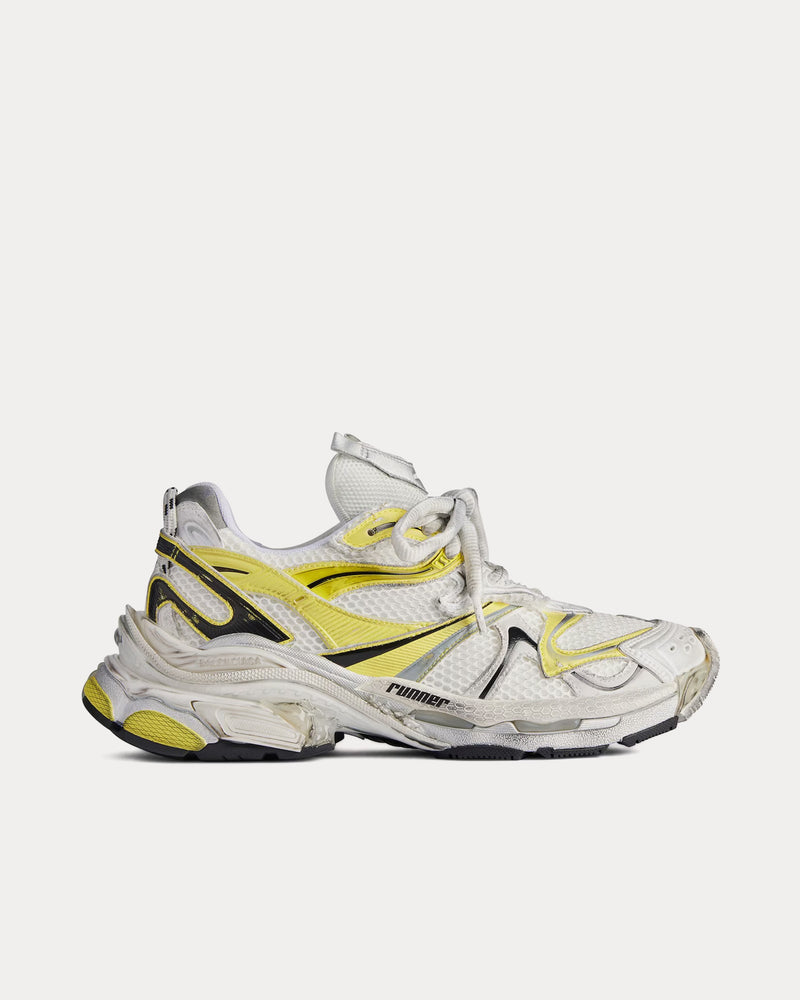 Balenciaga Runner 2.0 Mesh & Polyurethane White / Yellow / Black Low Top Sneakers - 1
