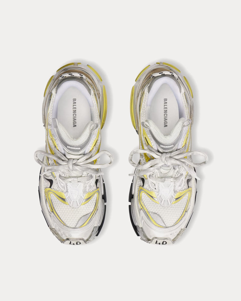 Balenciaga Runner 2.0 Mesh & Polyurethane White / Yellow / Black Low Top Sneakers - 2