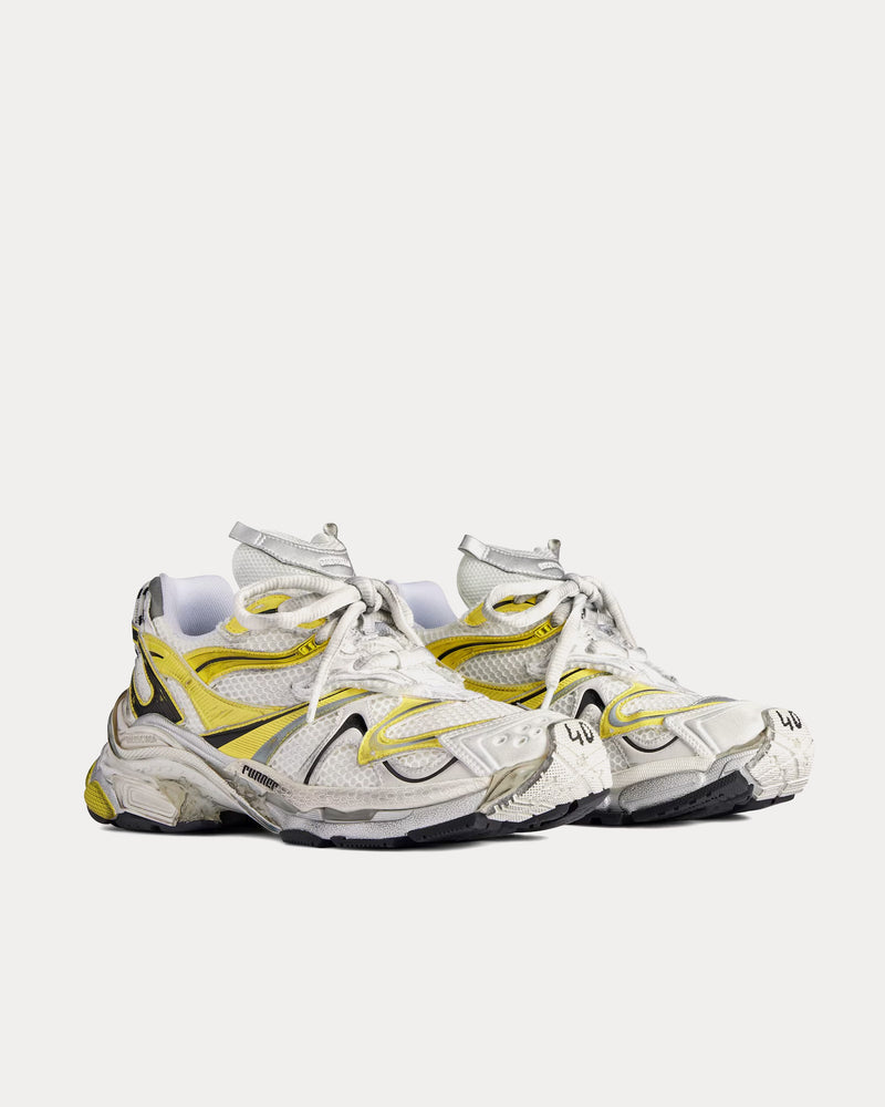Balenciaga Runner 2.0 Mesh & Polyurethane White / Yellow / Black Low Top Sneakers - 3