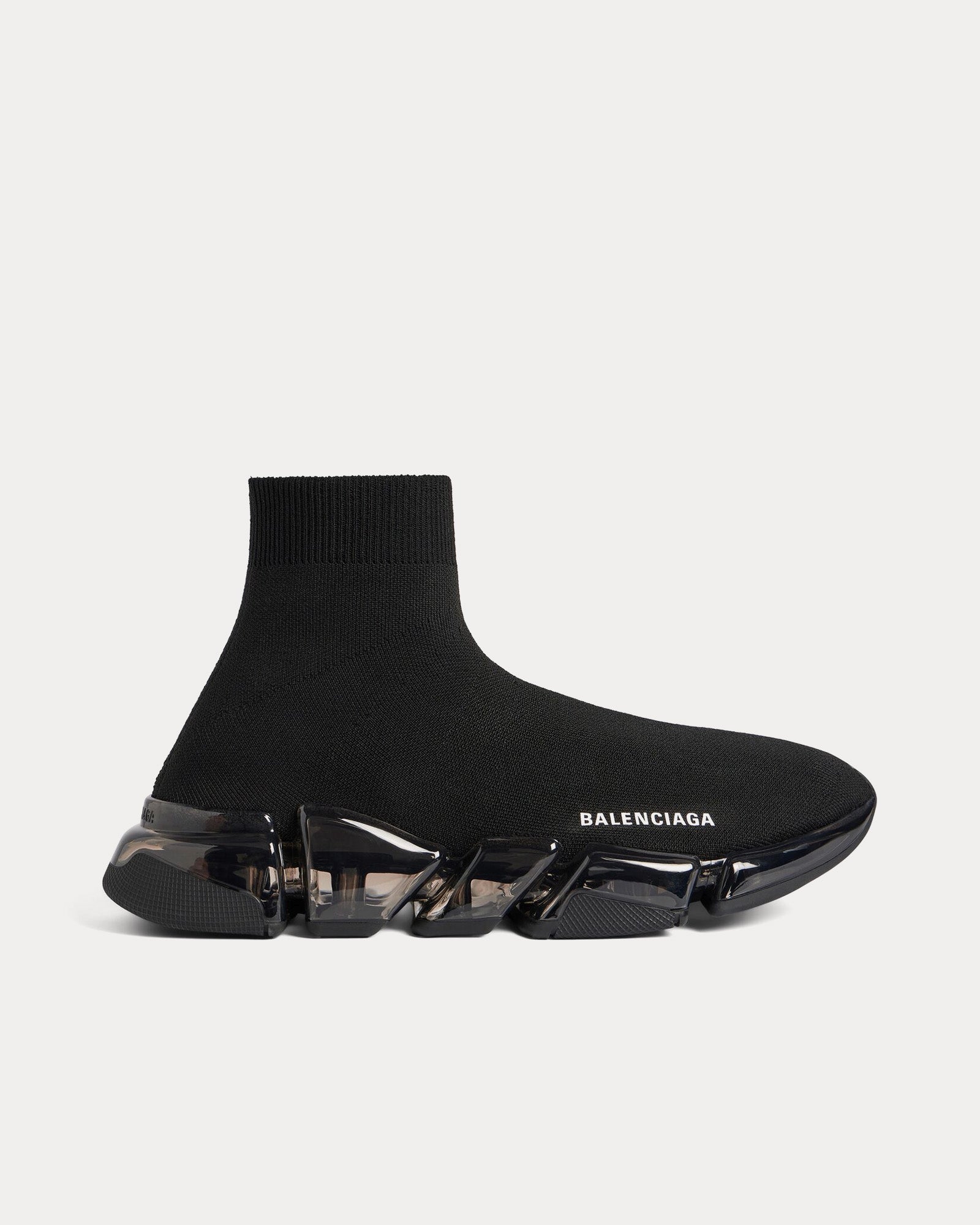Balenciaga - Speed 2.0 Full Clear Sole Recycled Knit Black High Top Sneakers