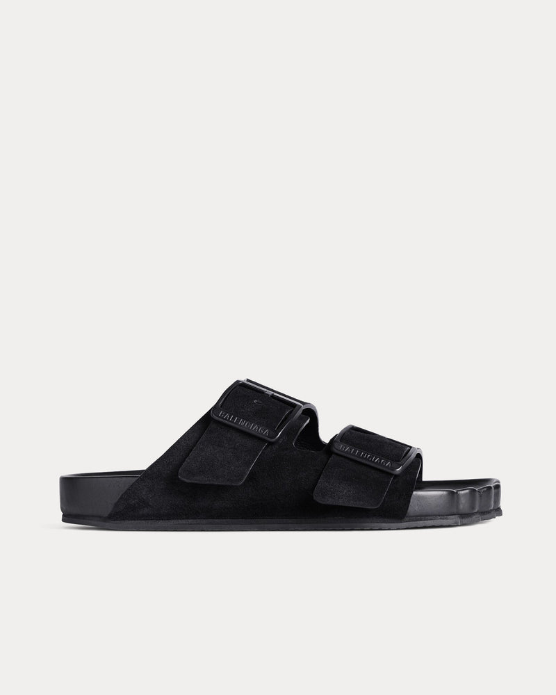 Balenciaga Men's Sunday Suede Calfskin Black Sandals