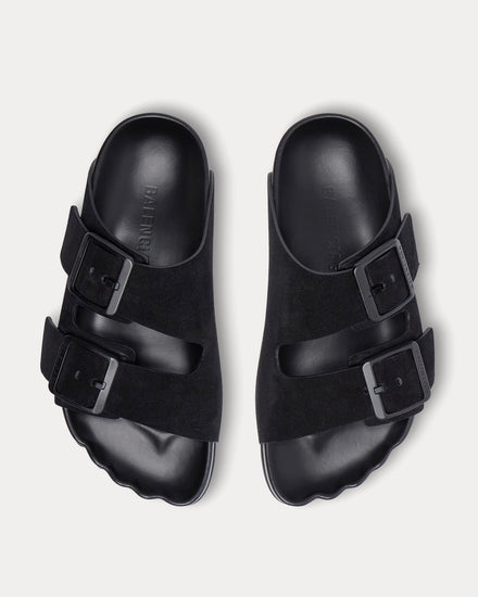 Balenciaga Men's Sunday Suede Calfskin Black Sandals