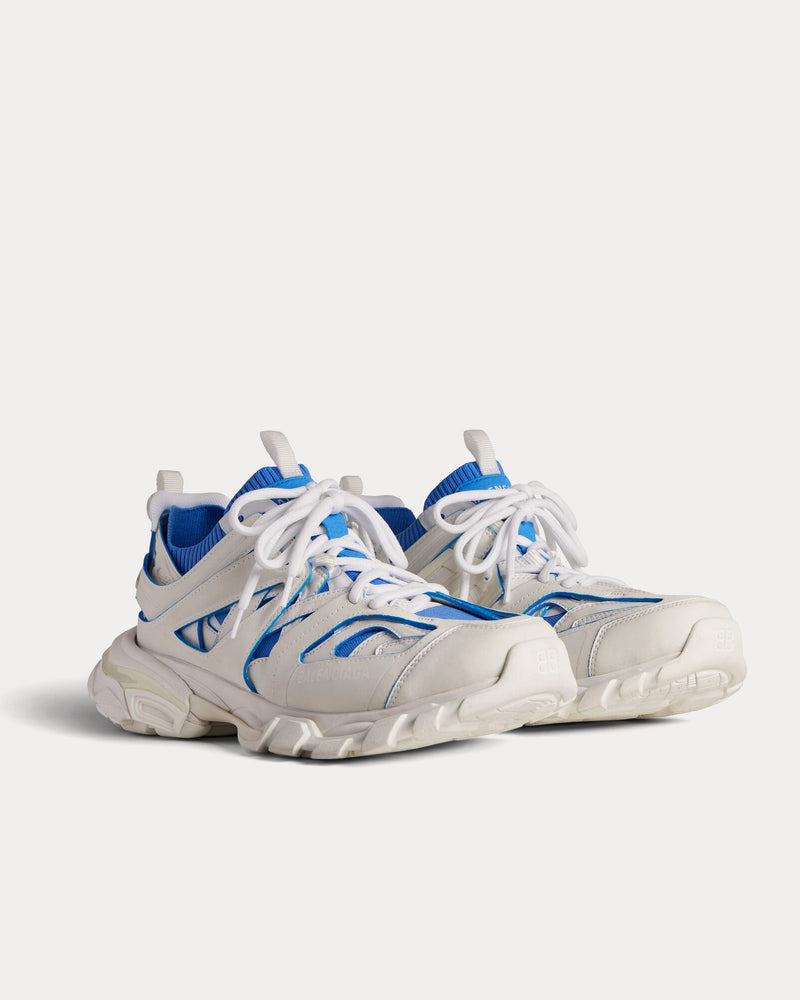 Balenciaga Men's Track Sock Nylon Knit White Blue Low Top