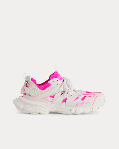 Balenciaga Track Sock Nylon & Knit White / Neon Pink Low Top Sneakers