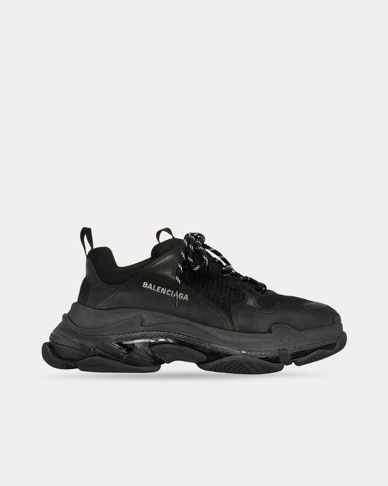 Balenciaga Triple S Clear Sole with Double Foam & Mesh Black Low Top Sneakers - 1