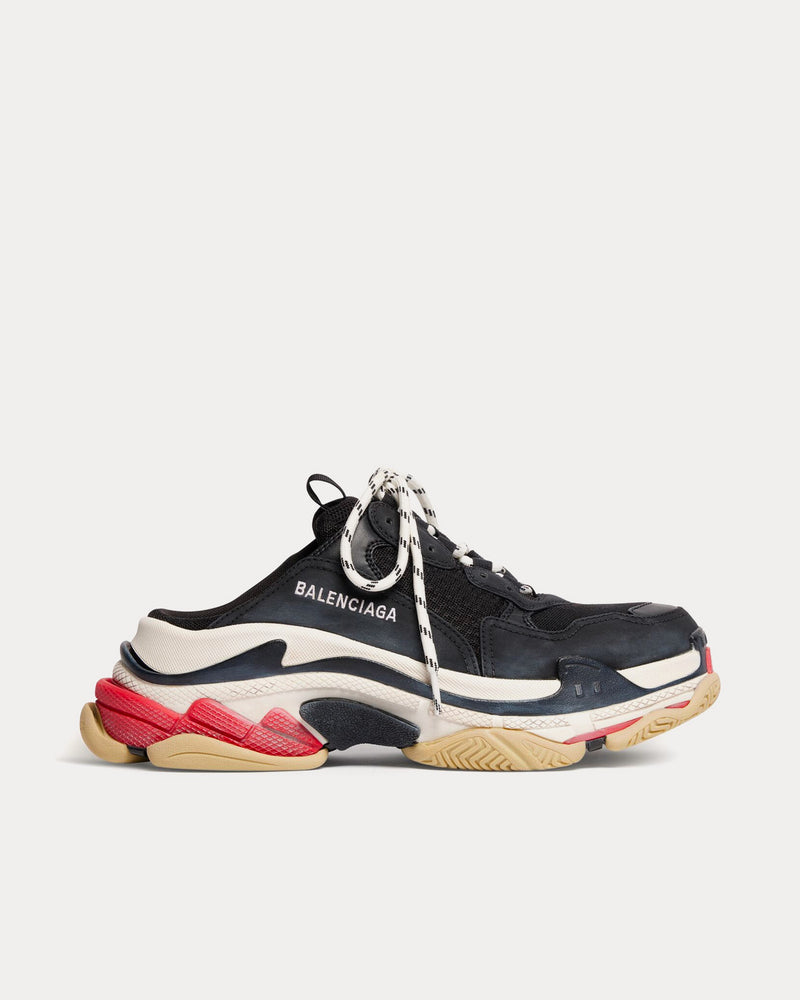 バレンシアガ Balenciaga Triple S Mule 39 Balenciaga Men's Triple S Mule Double Foam & Mesh Black / White