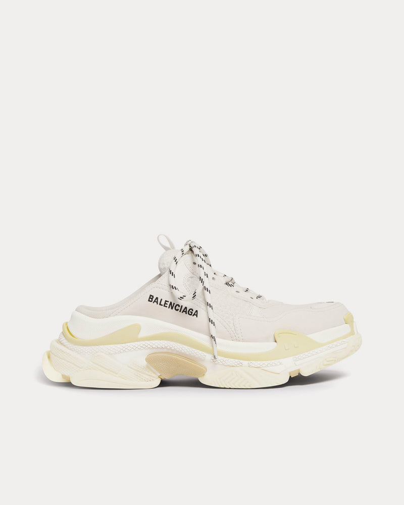 Balenciaga Men's Triple S Mule Double Foam & Mesh White Slip On