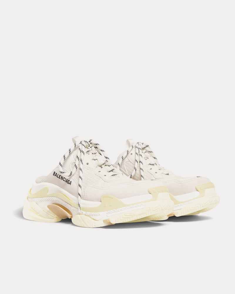 Balenciaga Men's Triple S Mule Double Foam & Mesh White Slip On