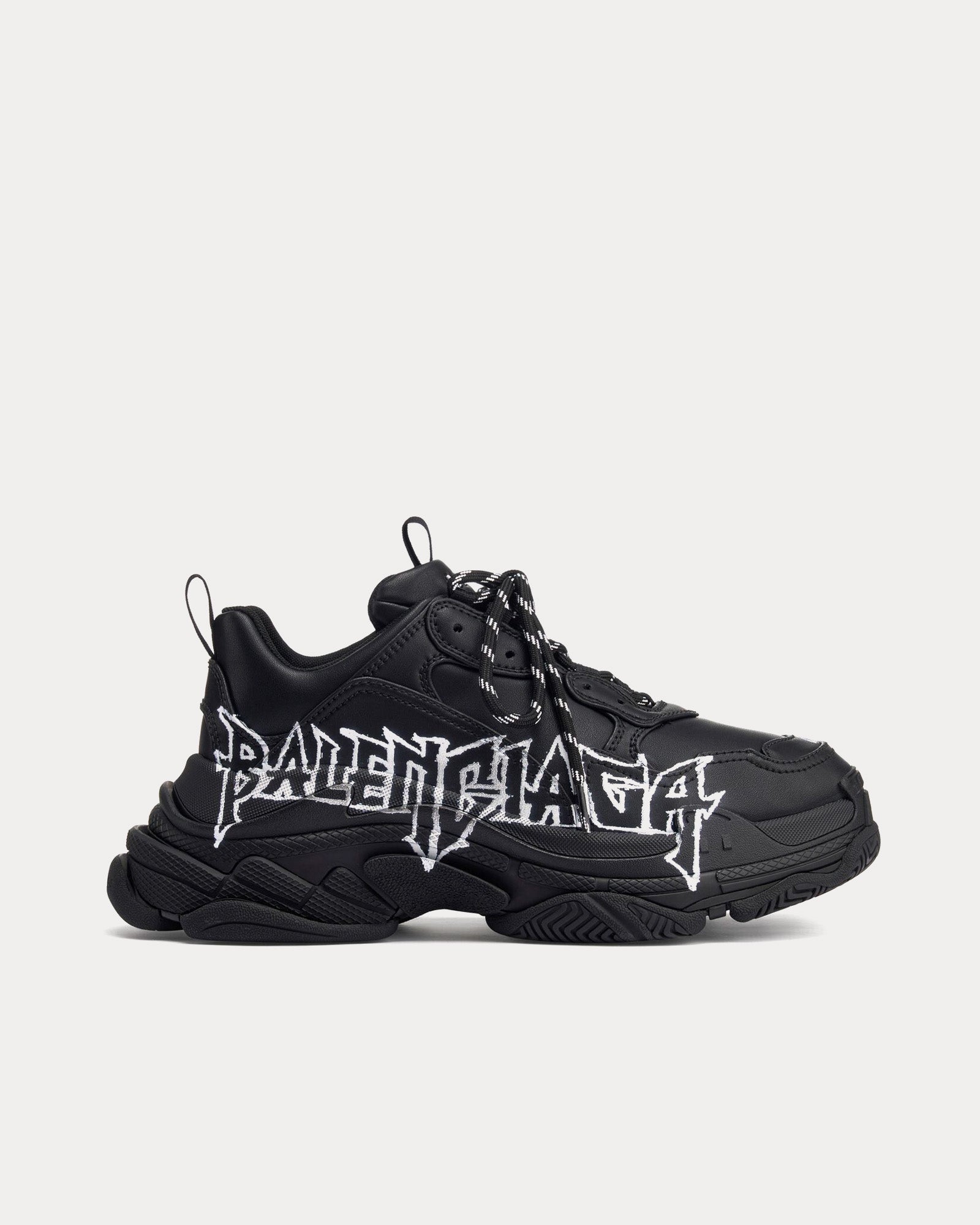 Balenciaga - Triple S DIY Metal Artwork Printed Cowskin Black / White Low Top Sneakers