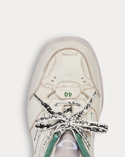 Balenciaga Hamptons Worn-Out Beige / Green Low Top Sneakers - 5