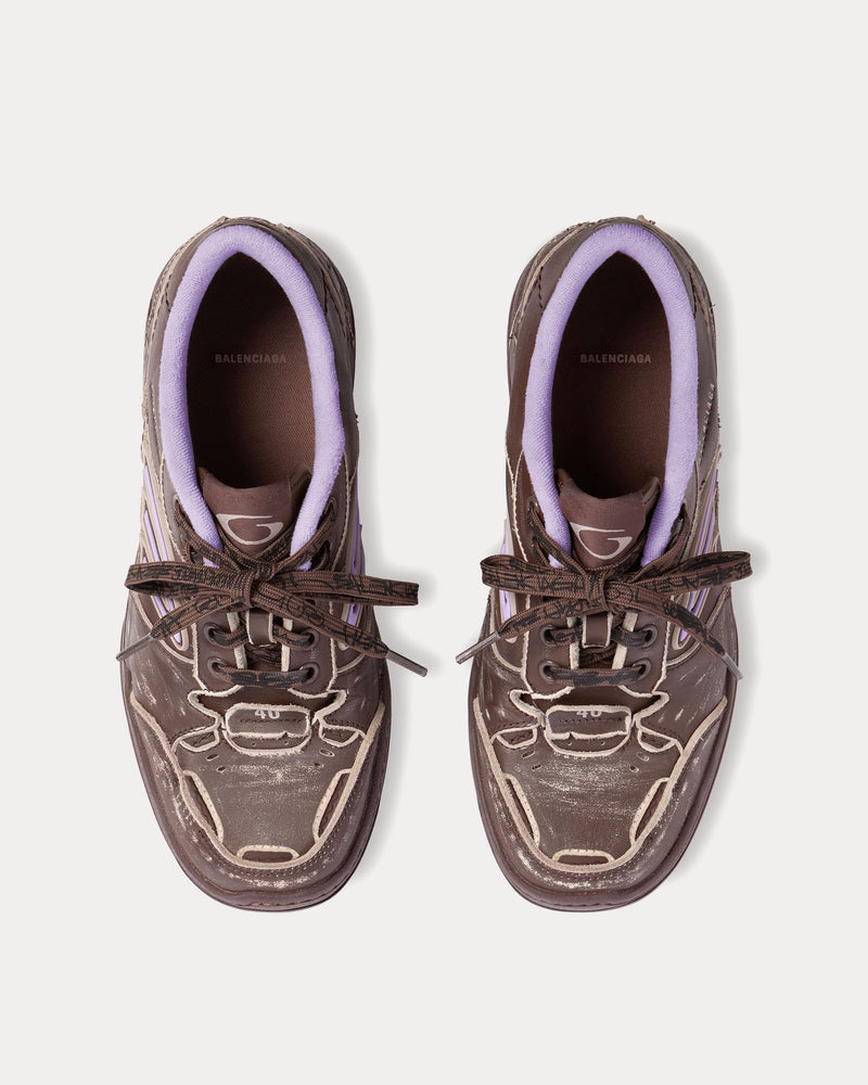 Balenciaga Hamptons Worn-Out Brown / Lilac Low Top Sneakers - 2