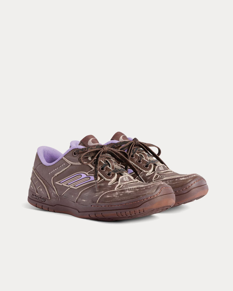 Balenciaga Hamptons Worn-Out Brown / Lilac Low Top Sneakers - 3