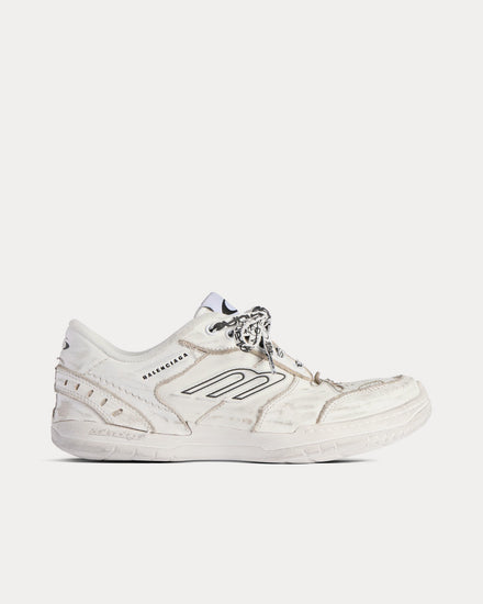 Balenciaga Hamptons Worn-Out White Low Top Sneakers - 1