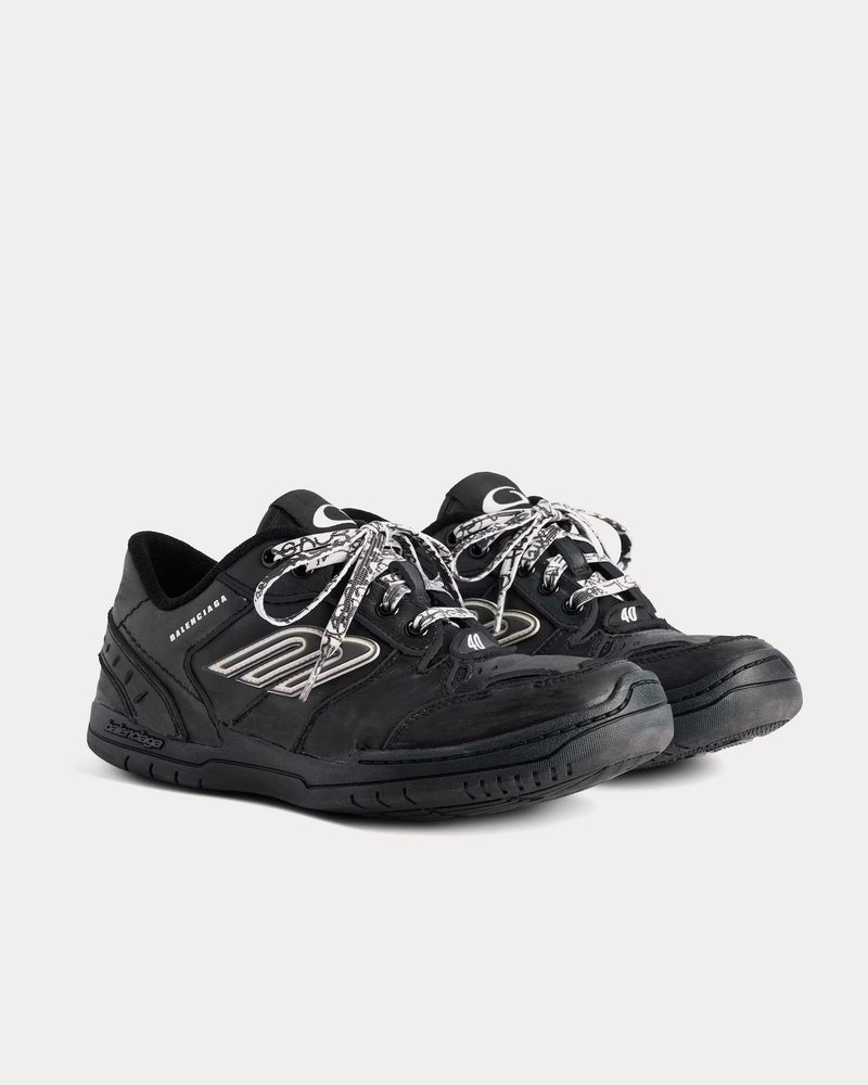 Balenciaga Men's Hamptons Worn-Out Black Low Top Sneakers