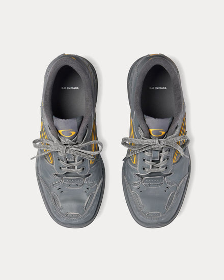 Balenciaga Hamptons Worn-Out Grey / Yellow Low Top Sneakers - 2