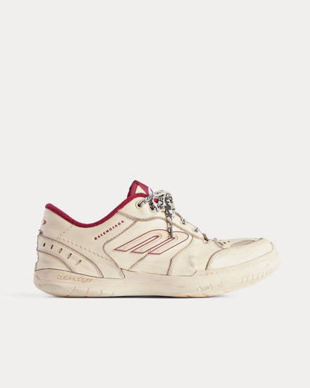 Balenciaga Hamptons Worn-Out Off White / Red Low Top Sneakers - 1