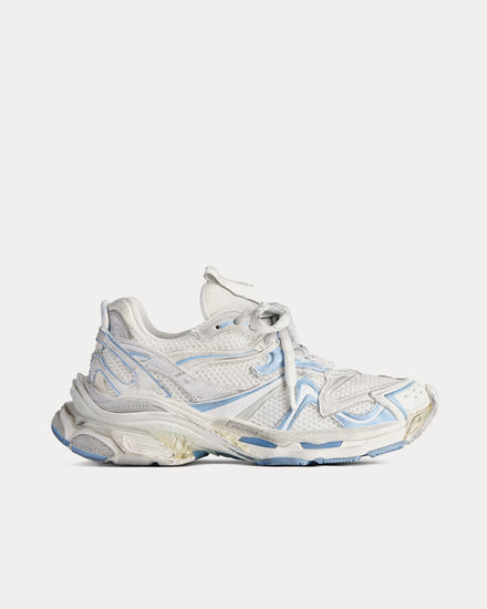 Balenciaga Runner 2.0 Mesh & Polyurethane White / Light Blue / Grey Low Top Sneakers - 1