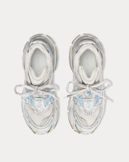 Balenciaga Runner 2.0 Mesh & Polyurethane White / Light Blue / Grey Low Top Sneakers - 2
