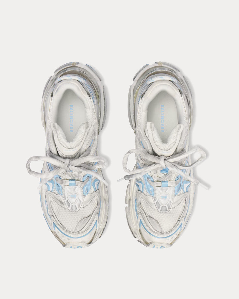 Balenciaga Runner 2.0 Mesh & Polyurethane White / Light Blue / Grey Low Top Sneakers - 2