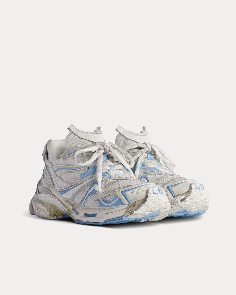 Balenciaga Runner 2.0 Mesh & Polyurethane White / Light Blue / Grey Low Top Sneakers - 3