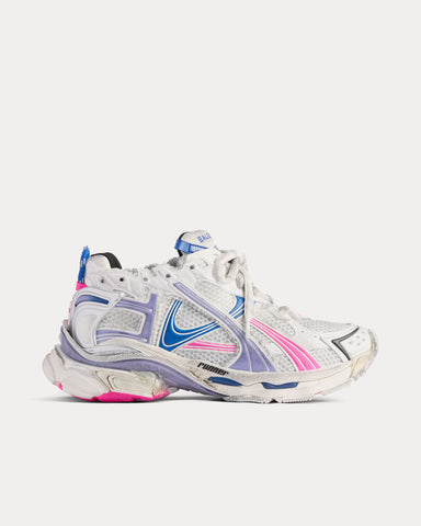 Balenciaga Runner Polyurethane & Polyester Mesh White / Lilac / Neon Pink / Navy Low Top Sneakers