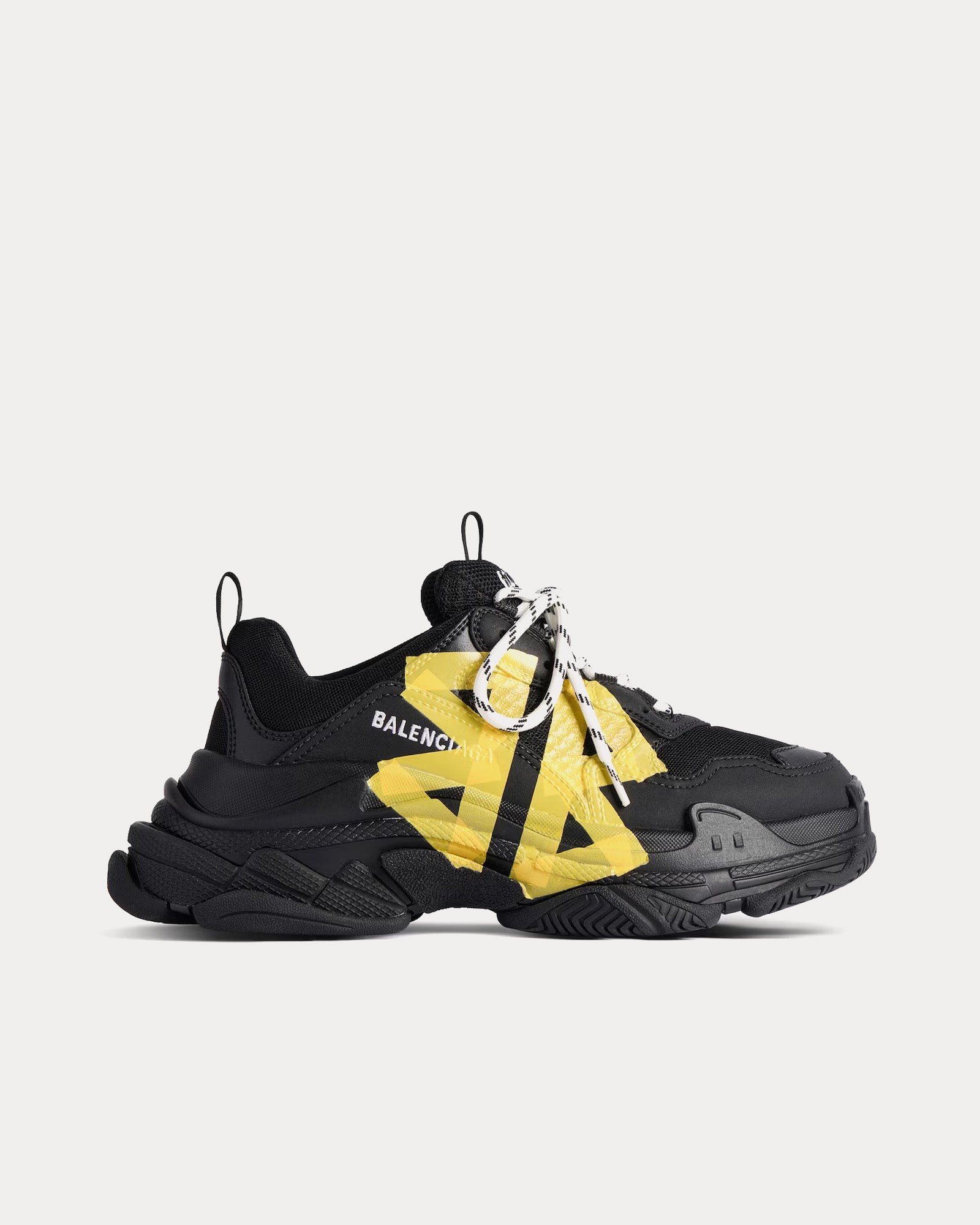 Balenciaga Men's Triple S Tape Type Black / Yellow Low Top Sneakers