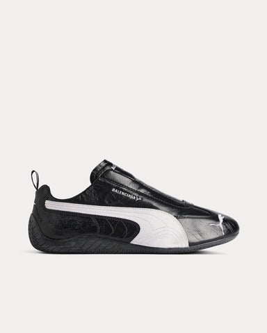 Balenciaga x Puma Speedcat Leather Black / White Slip On Sneakers