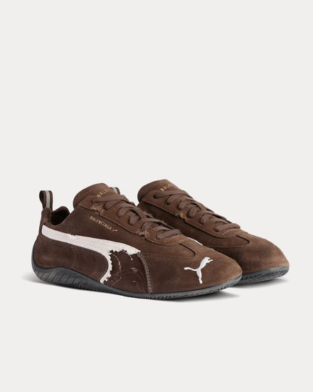 Balenciaga x Puma Speedcat Suede Brown / White / Black Low Top Sneakers - 3
